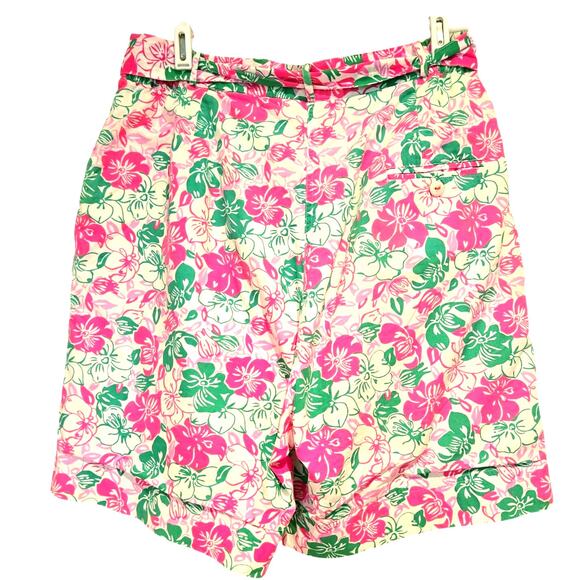 Vintage Lilly Pulitzer White Label Baggy Knee-Length Shorts, Self Belt, Sz 12 - Picture 2 of 10